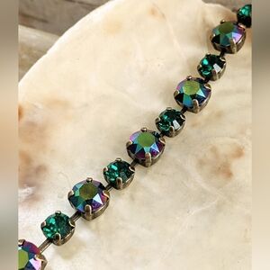 Swarovski  Mettalic Green Peacock & Emerald Tennis Classic Brass Bracelet